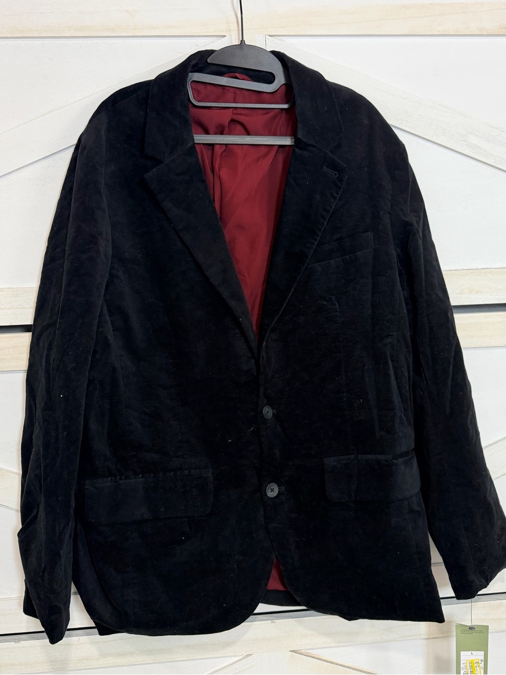 Goodfellow & Co Men's Black Corduroy Blazer with Burgundy Lining